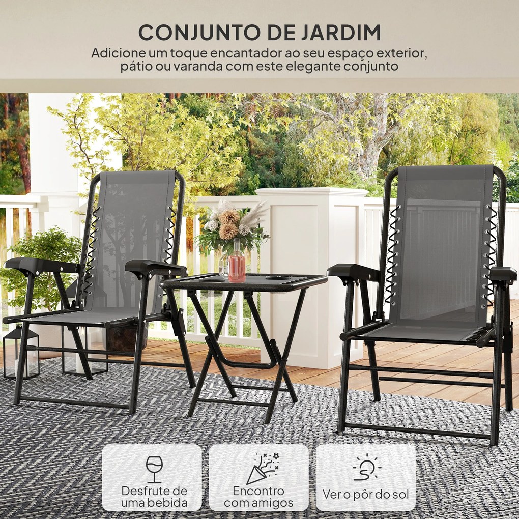 Conjunto De Mesa E Cadeiras De Jardim Móveis De Exterior Dobrável – Li