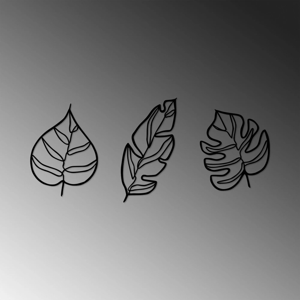 Acessório Decorativo de Parede em Metal Leaves – Preto – 17x33 cm, 22x
