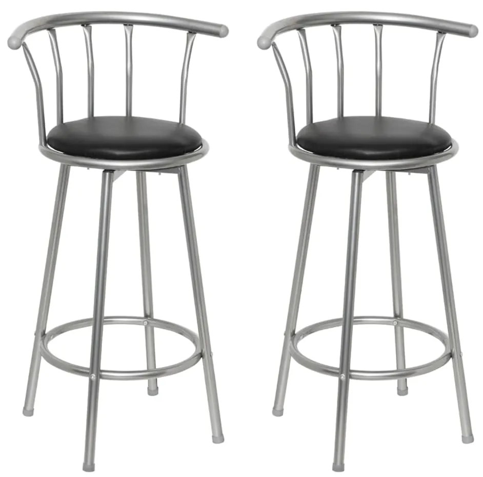 vidaXL Bancos de bar 2 pcs couro artificial preto