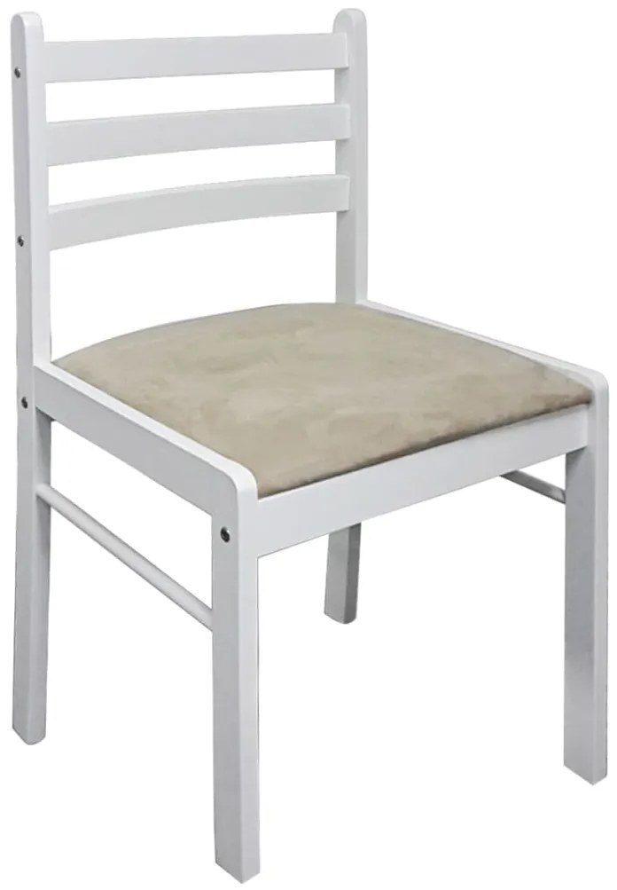 Cadeiras de jantar 2 pcs seringueira maciça e veludo branco