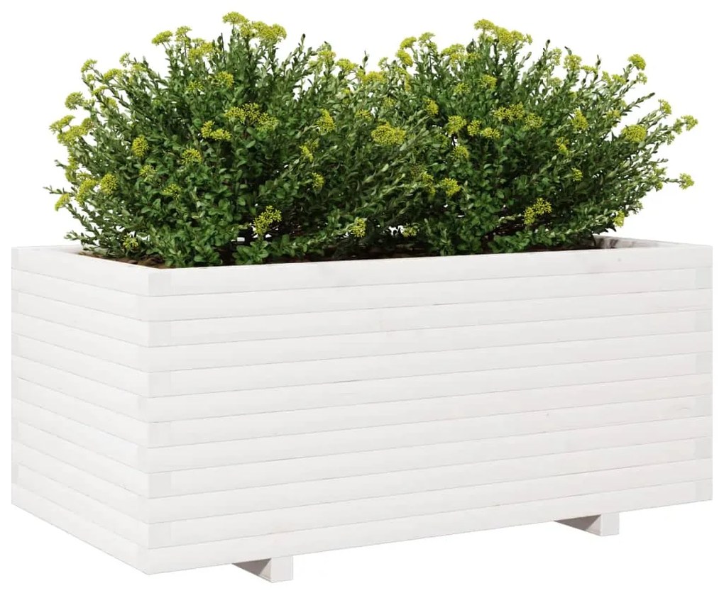 Vaso/floreira de jardim 110x60x49,5 cm pinho maciço branco