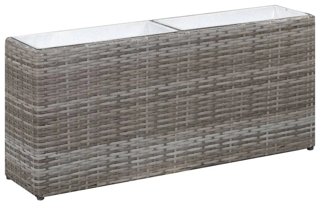 vidaXL Floreira com 2 vasos 90x20x40 cm vime PE cinzento