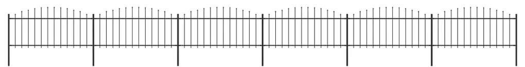Cerca de jardim com topo em lanças (0,5-0,75)x10,2 m aço preto