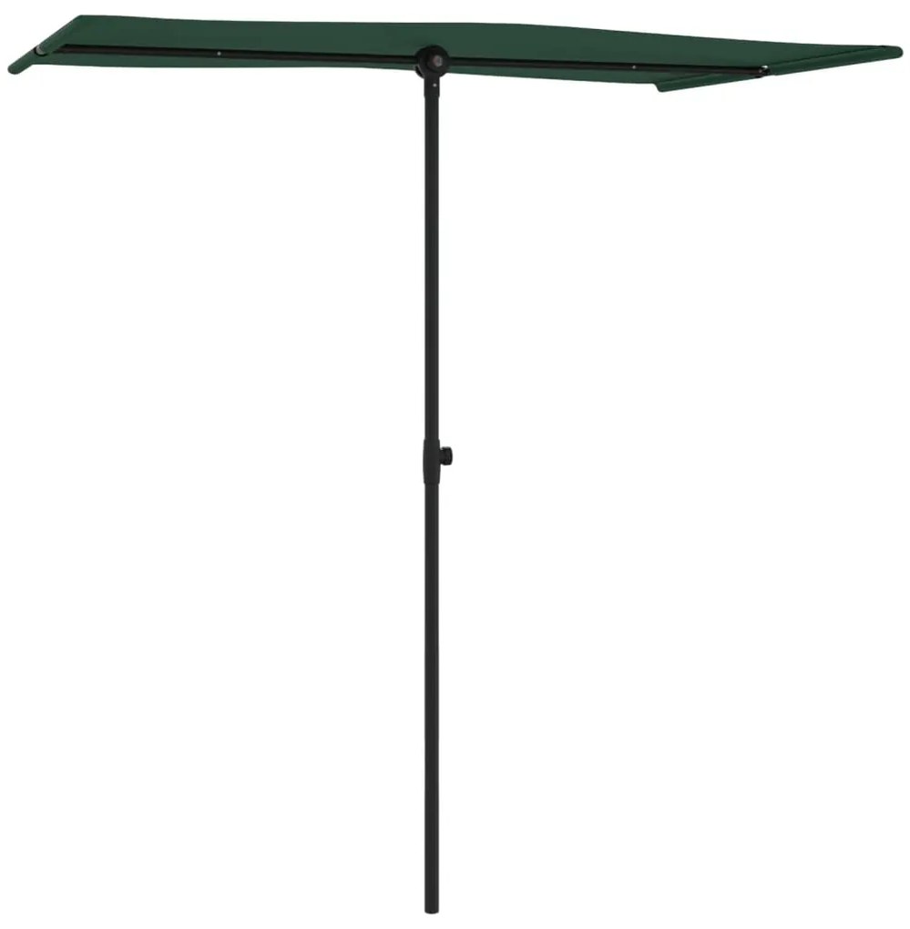 Guarda-sol de jardim com poste de alumínio 180x110 cm verde
