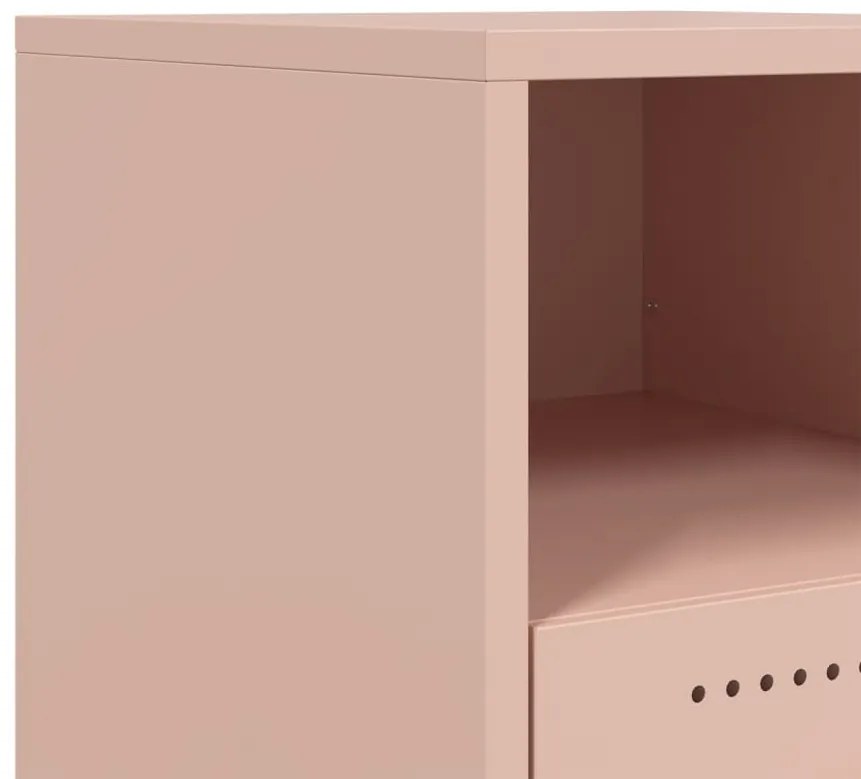 Mesas de cabeceira 2 pcs 36x39x43,5 cm aço rosa