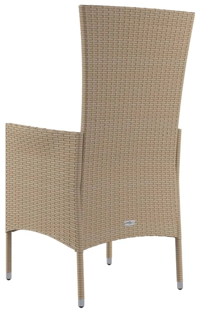 Cadeiras de jardim com almofadões 2 pcs vime PE bege