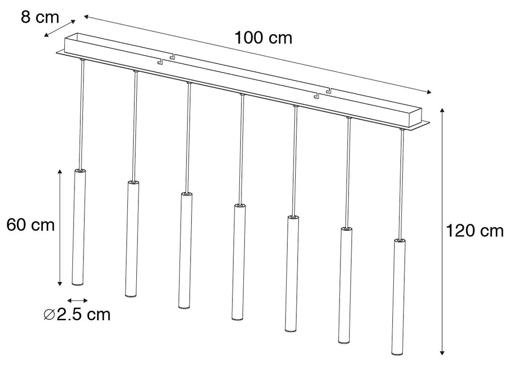 Candeeiro de suspensão preto com latão, incluindo LED regulável 7 luzes - Bea Design