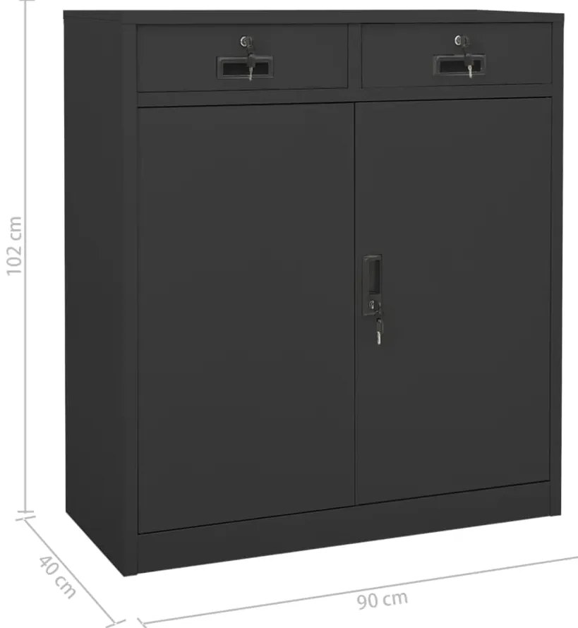 Armário de escritório c/ floreira 90x40x125 cm aço antracite