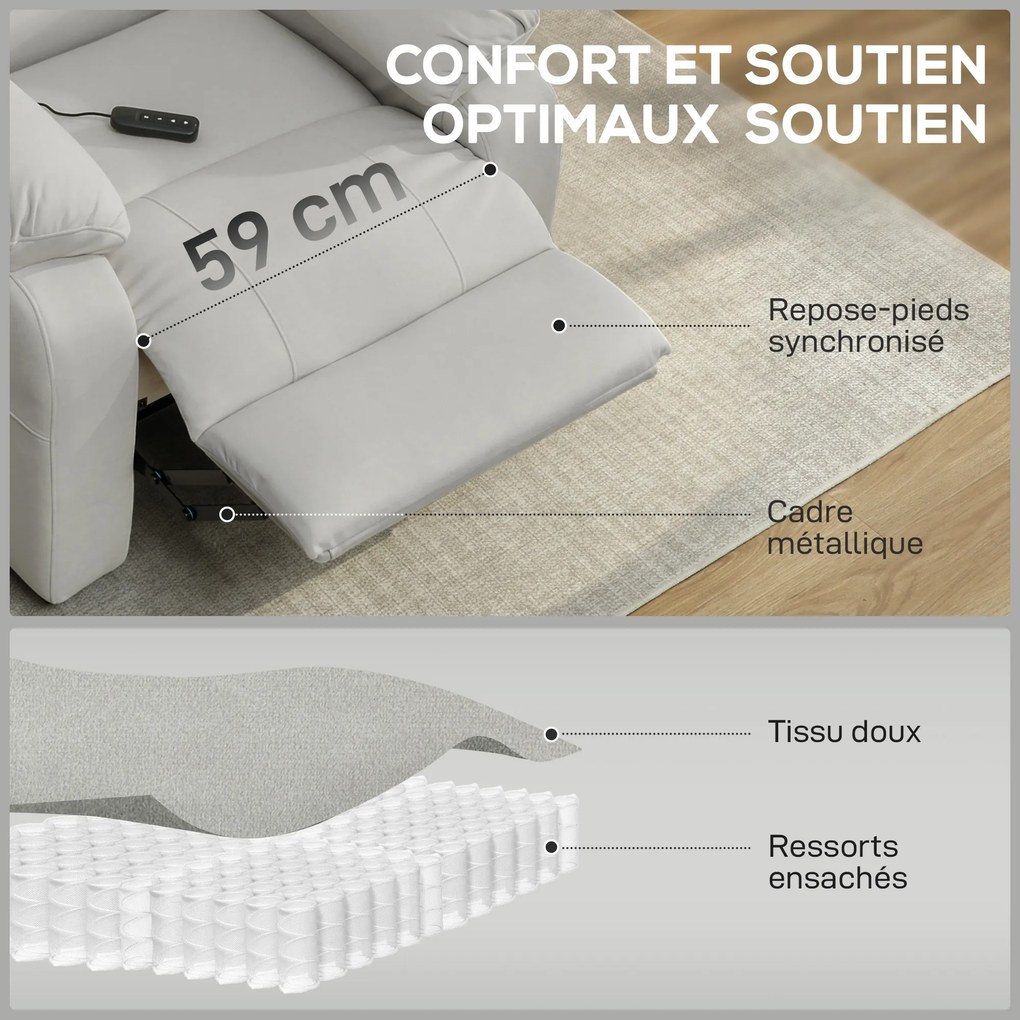 Poltrona relax elétrica, poltrona reclinável, porta USB, apoio para os pés, bolsos laterais, comando à distância, 96 x 90 x 103 cm