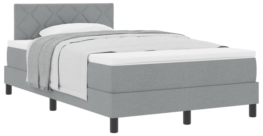 Cama Box Spring com Colchão Cinza Claro 120x190 cm Tecido