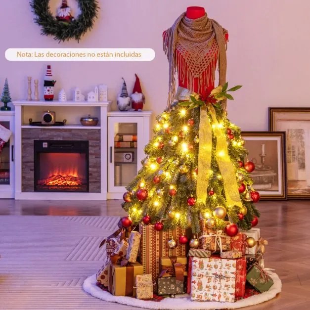 Árvore de Natal artificial Lojas roupa pré-iluminada de 150 cm com vestido em forma de manequim com 248 pontas de ramos 100 bagas vermelhas Luzes LED