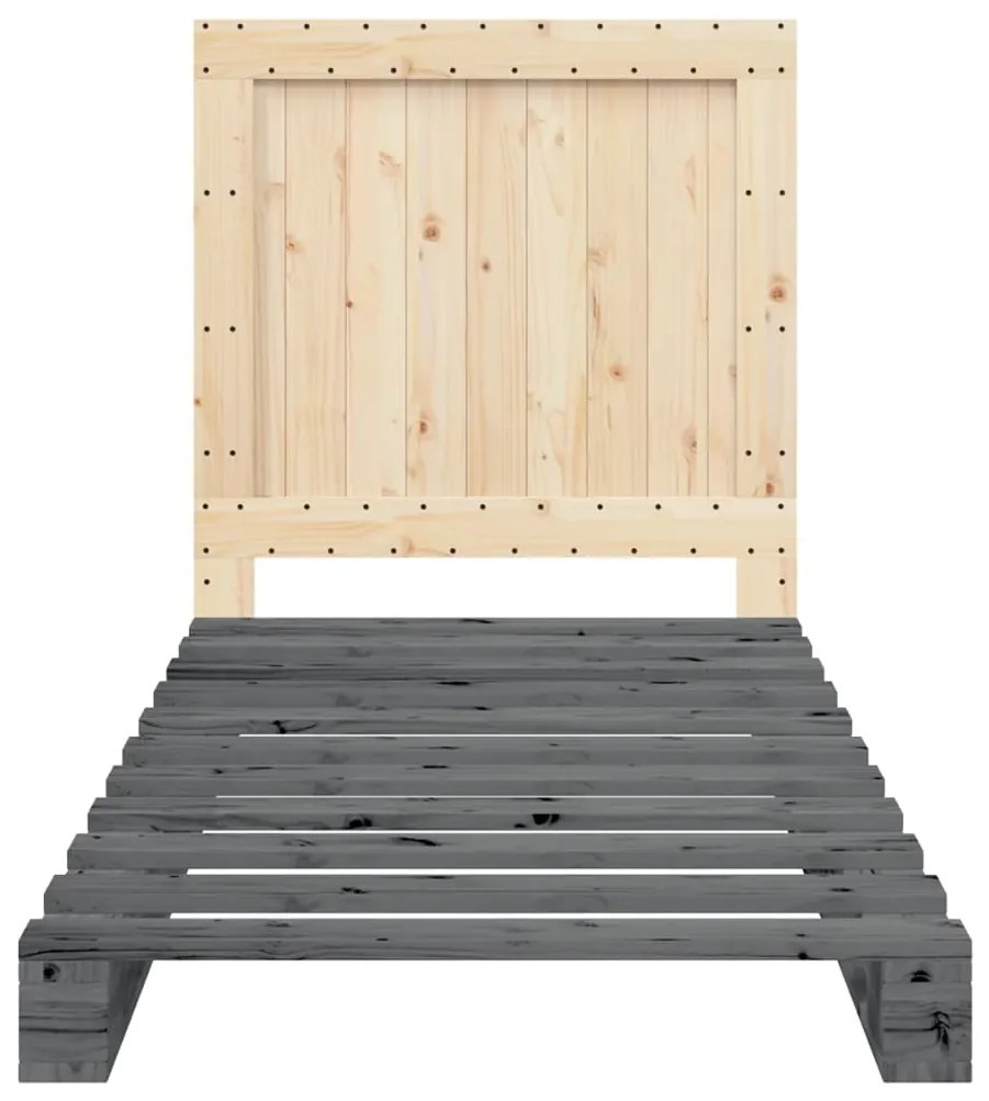 Estrutura de cama com cabeceira 90x200 cm pinho maciço cinzento