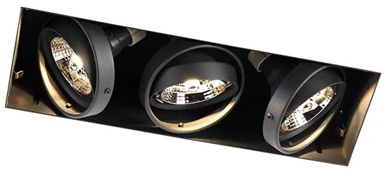 Foco embutido preto GU10 AR70 sem moldura 3 luzes - Oneon Moderno