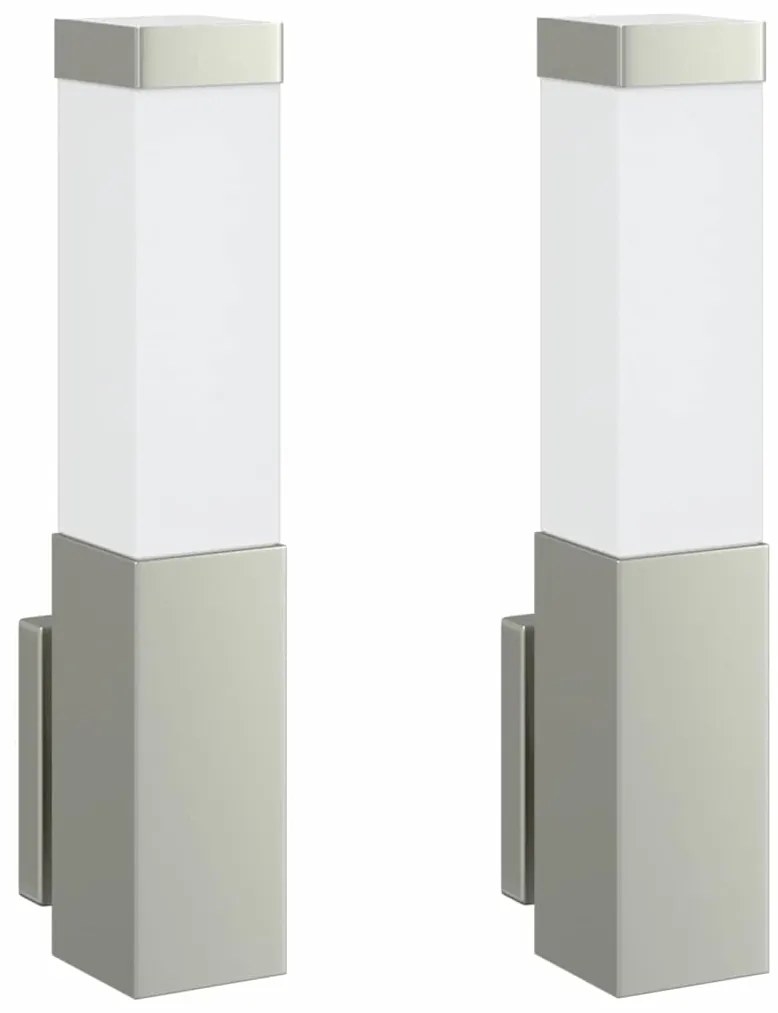 Luminárias de Parede Externas 2 pcs Prateado Aço Inoxidável IP44