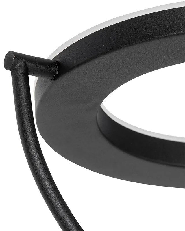 Candeeiro de pé moderno preto com braço de leitura incl. LED e dimmer - Divo Moderno