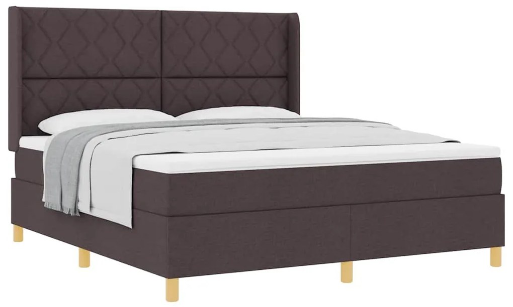 Cama Box com Colchão Marrom Escuro 180x200 cm Tecido