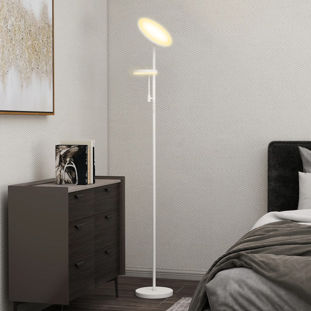 Candeeiro de Pé 42W Giratório com Controlo Remoto e Táctil Temperatura de Cor e Brilho Ajustáveis Ø25x175 cm Branco