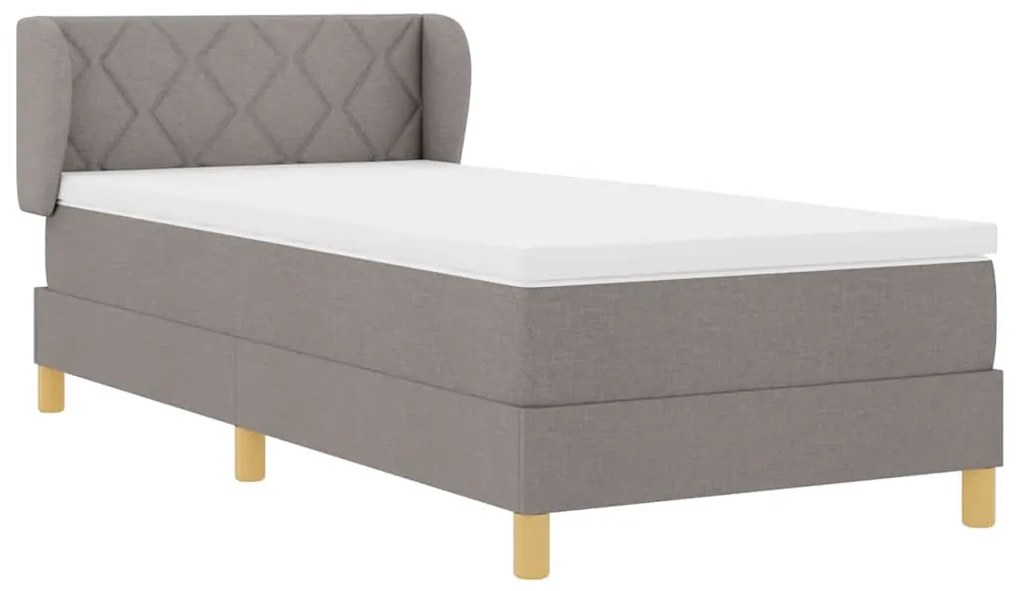 Cama Box Spring vidaXL com Colchão em Taupe, 90x200 cm, Tecido