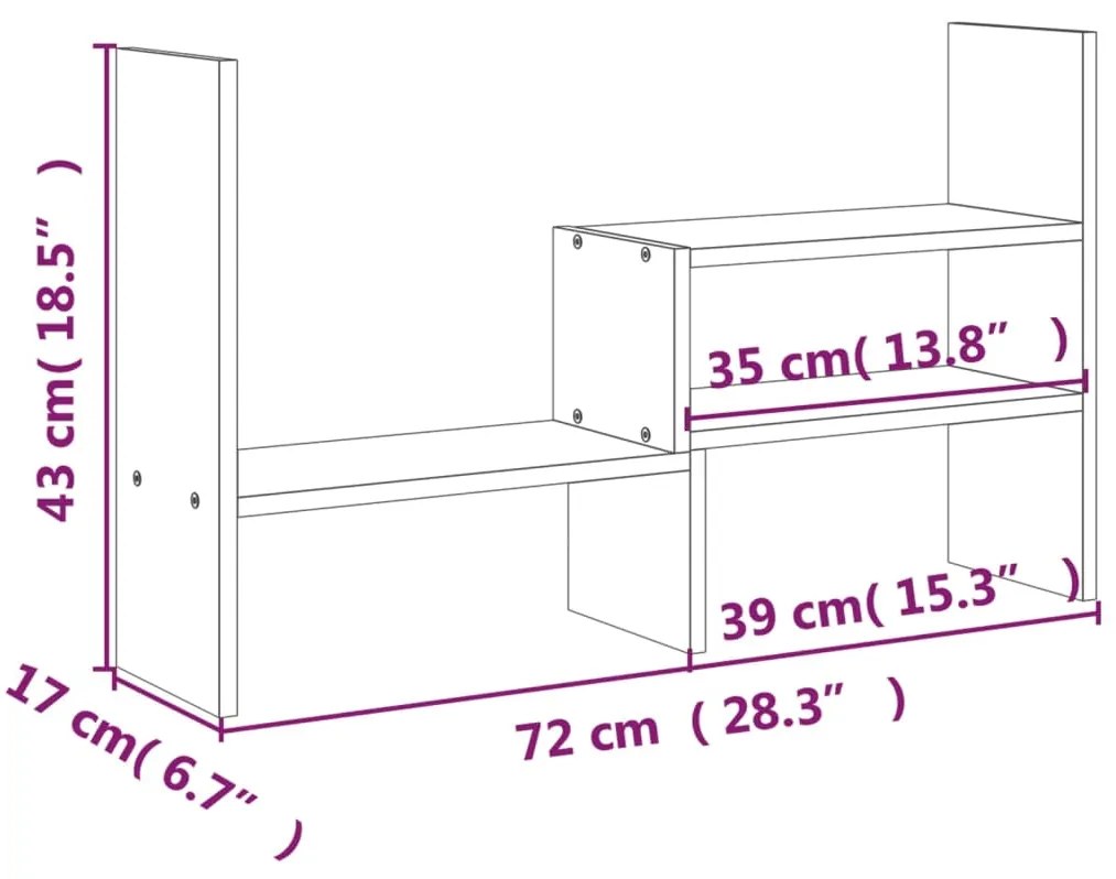 Suporte para monitor (39-72)x17x43 cm pinho maciço branco