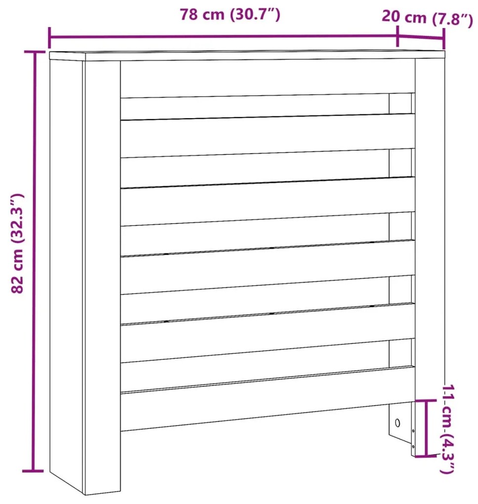 Cobertura de radiador derivados de madeira cinzento sonoma