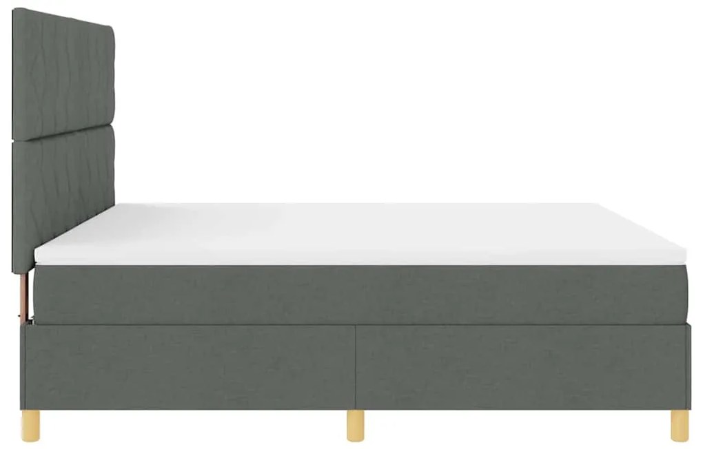 Cama com Molas com Colchão &amp; LED Cinza Escuro 180x200 cm Tecido