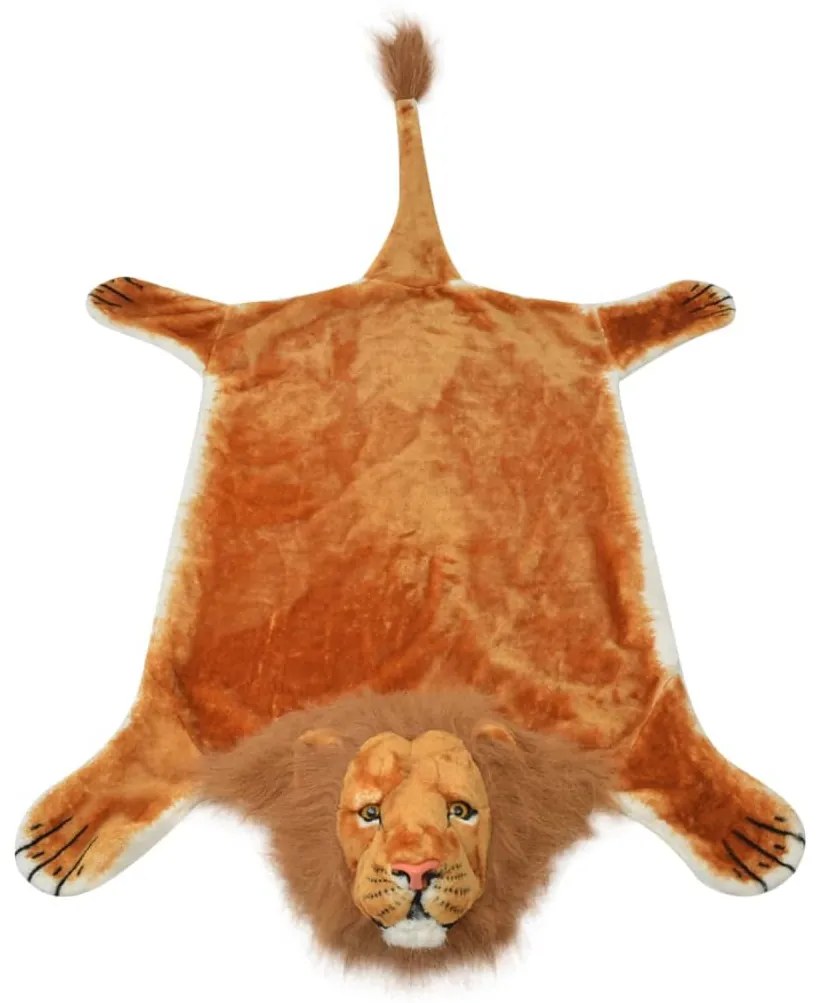 Tapete leão de pelúcia 205 cm castanho