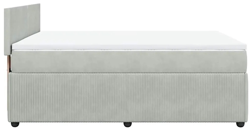 Cama com molas/colchão 160x200 cm veludo cinzento-claro