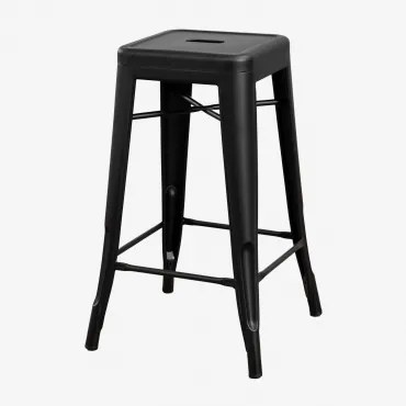 Banqueta Alta Empilhável Em Aço Lix Preto Mate & ↑65 Cm - Sklum