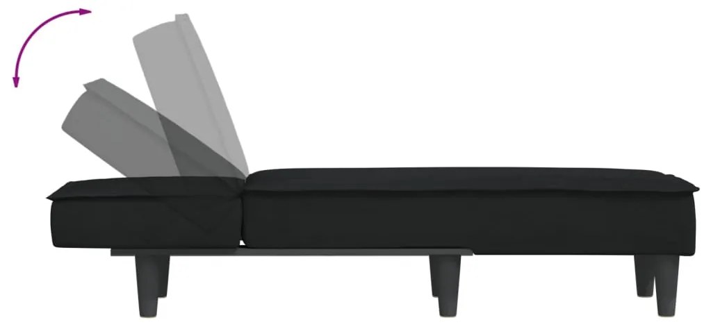 Chaise longue veludo preto