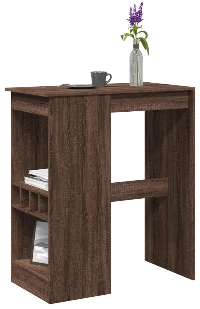 Mesa de bar com prateleiras derivados madeira carvalho castanho