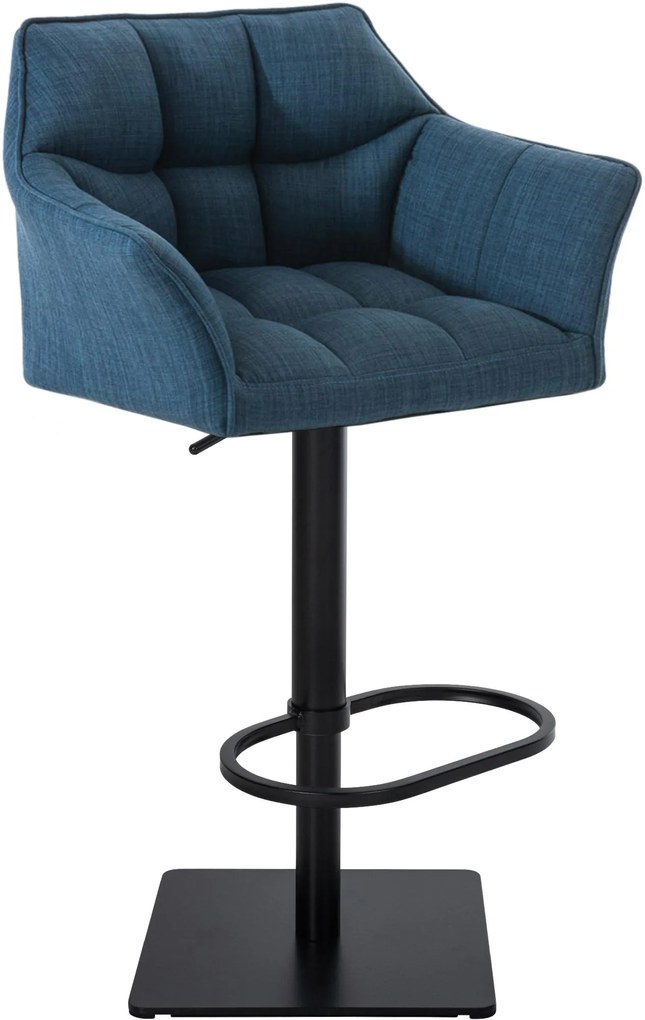 Banco de bar Damaso em tecido e com estrutura preta 64 x 88-113 x 45 cm Azul