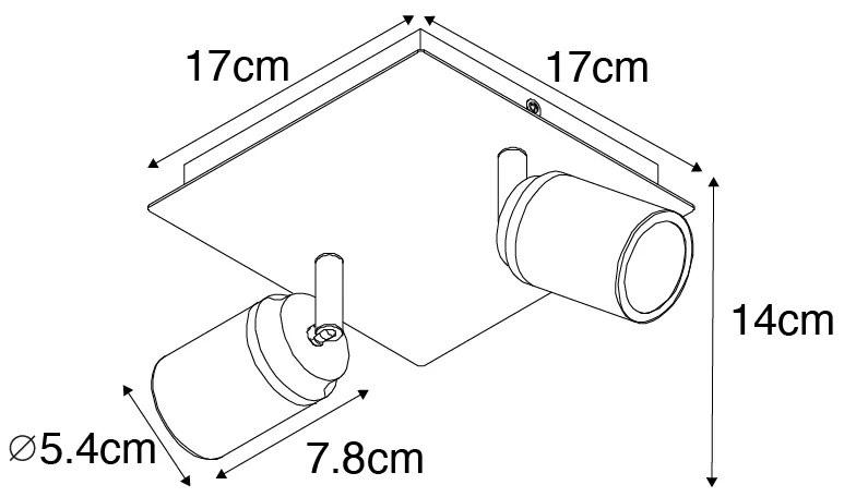 Foco de banheiro moderno branco quadrado 2 luzes IP44 - Ducha Moderno