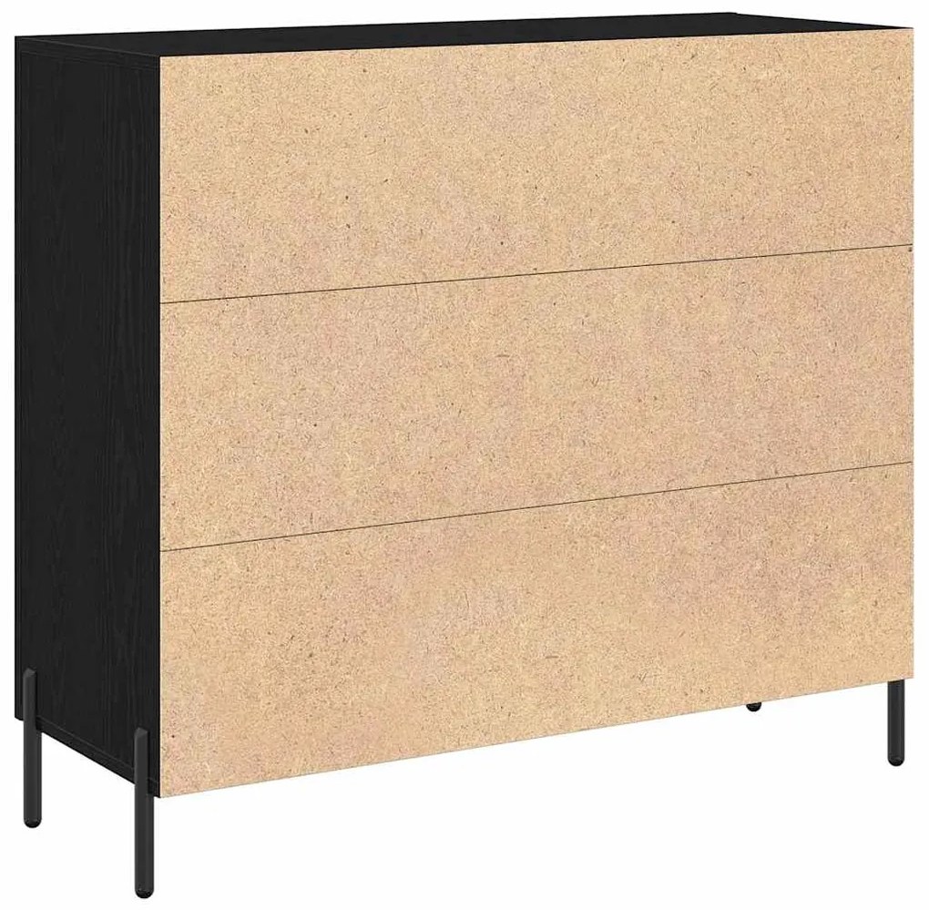Aparador de Carvalho Preto 90x34x80 cm Feito de Madeira Ingenheirada