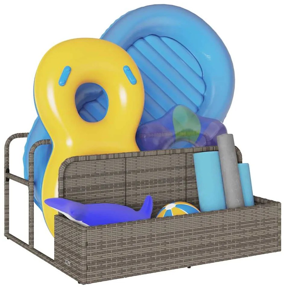 Armazenamento de bóias junto à piscina 110x100x57 cm vime PE