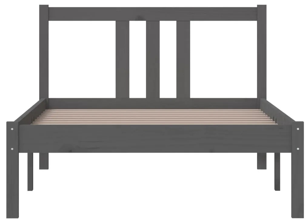 Estrutura de cama 90x200 cm madeira maciça cinzento