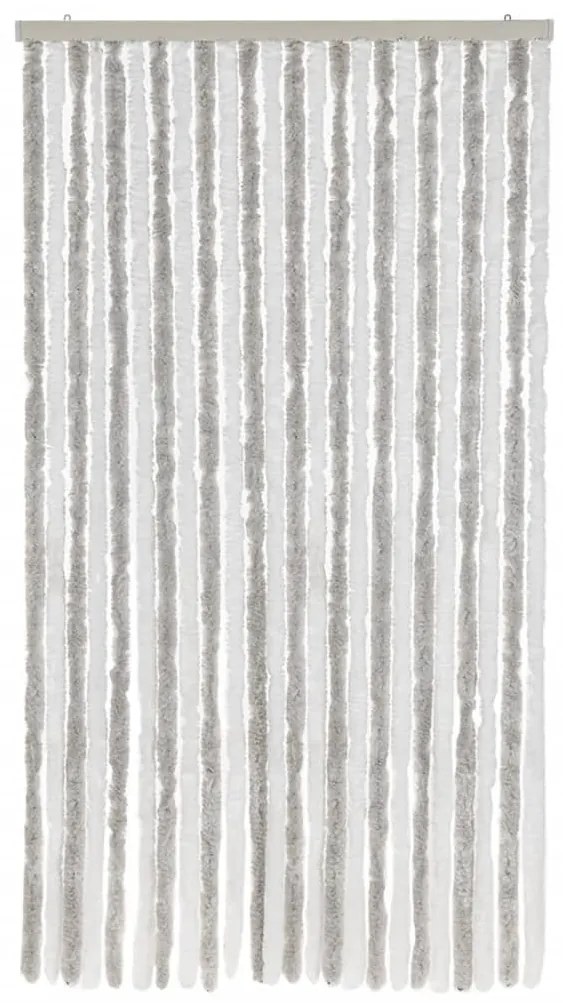 Cortina anti-insetos 100x230cm chenille cinzento-claro e branco