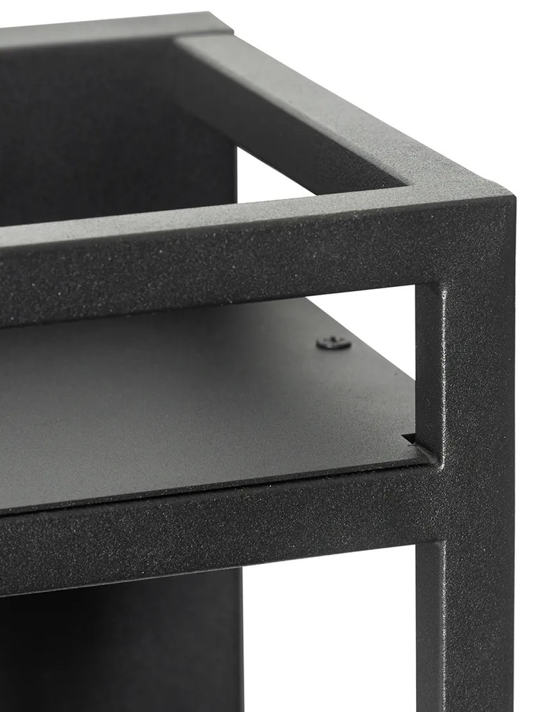 LED Candeeiro de parede inteligente preto com prateleira incl. Wifi G95 - Cage Rack Industrial