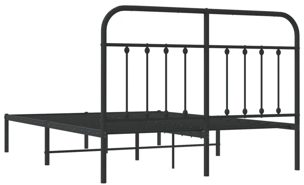 Estrutura de cama com cabeceira 140x190 cm metal preto