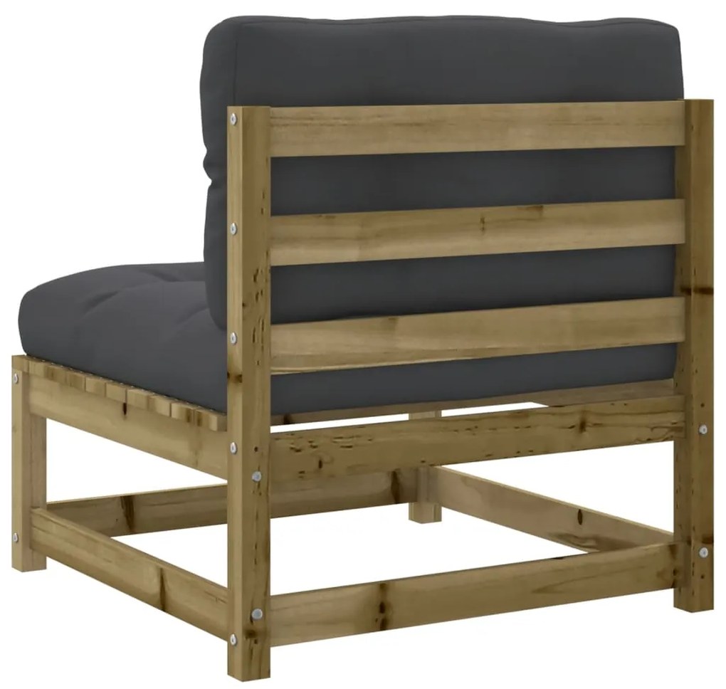 7 pcs conjunto sofás de jardim c/ almofadões pinho impregnado