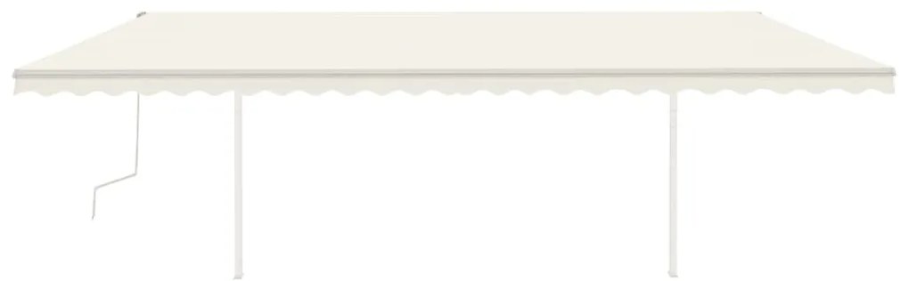 Toldo retrátil manual com postes 6x3,5 m cor creme