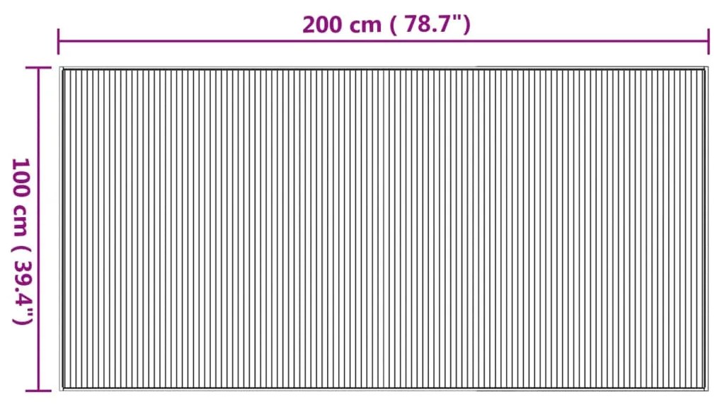Tapete retangular 100x200 cm bambu cor natural