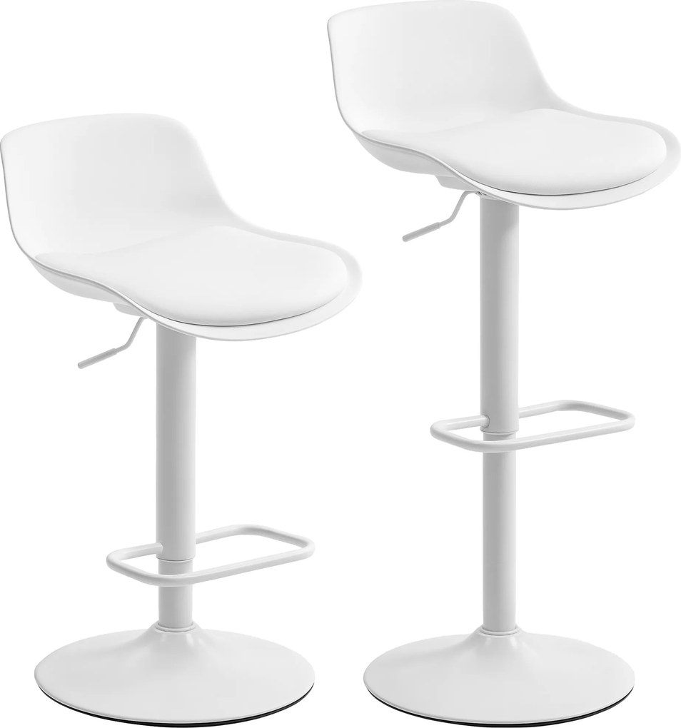 HOMCOM Conjunto de 2 bancos de bar, bancos altos para cozinha com assento giratório e altura regulável, 43 x 45 x 100 cm, branco | Aosom Portugal