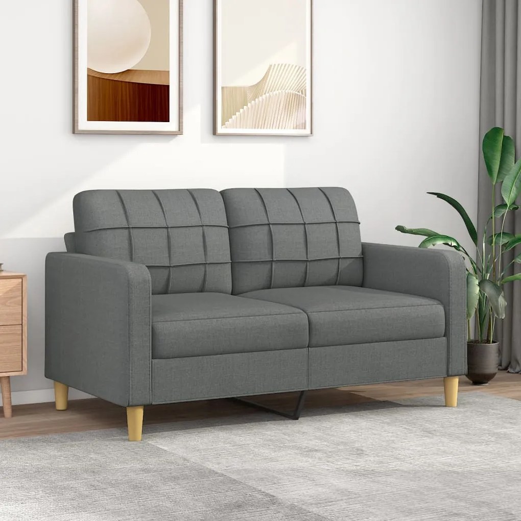 359092 vidaXL Sofá de 2 lugares em tecido 140 cm cinzento-escuro