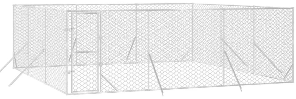 Canil de exterior 6x6x2 m aço galvanizado prateado