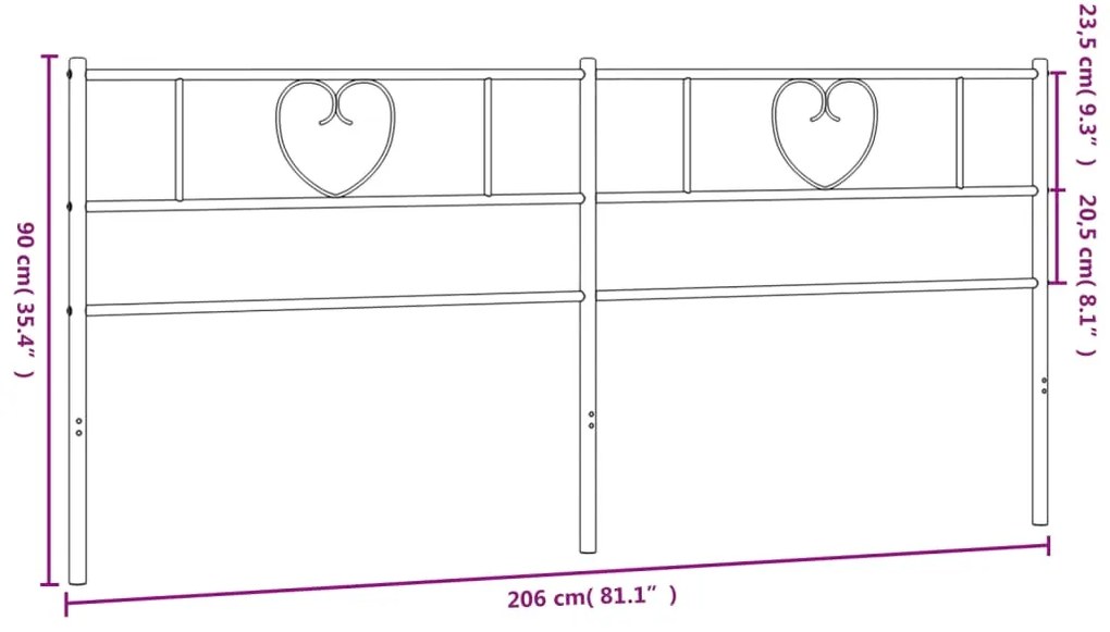 Cabeceira de cama 200 cm metal branco