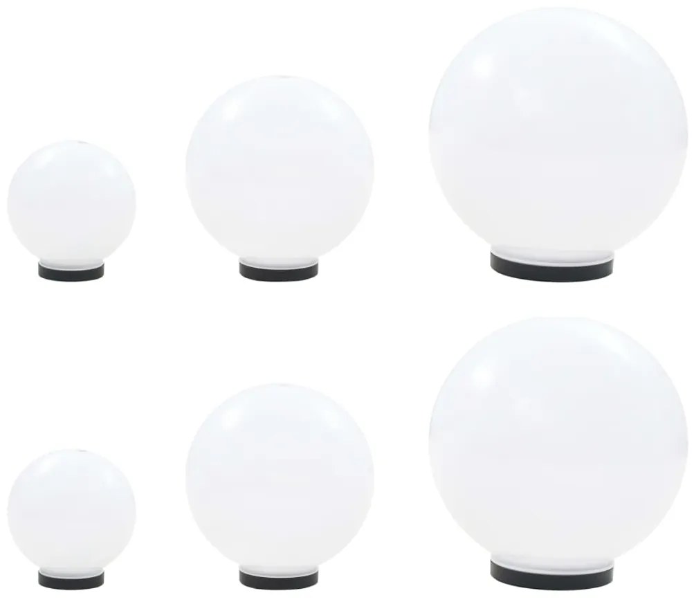vidaXL 6 pcs conjunto de candeeiros esféricos LED 20/30/40 cm PMMA