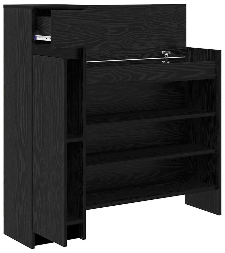 Cabine de Sapatos Carvalho Preto 100.5x28x100 cm Madeira Engenheirada