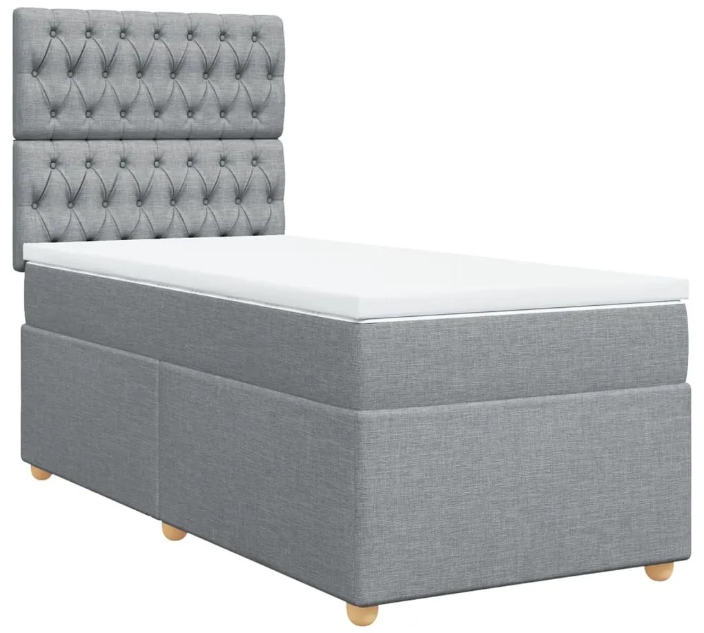 Cama com molas/colchão 90x200 cm tecido cinza-claro