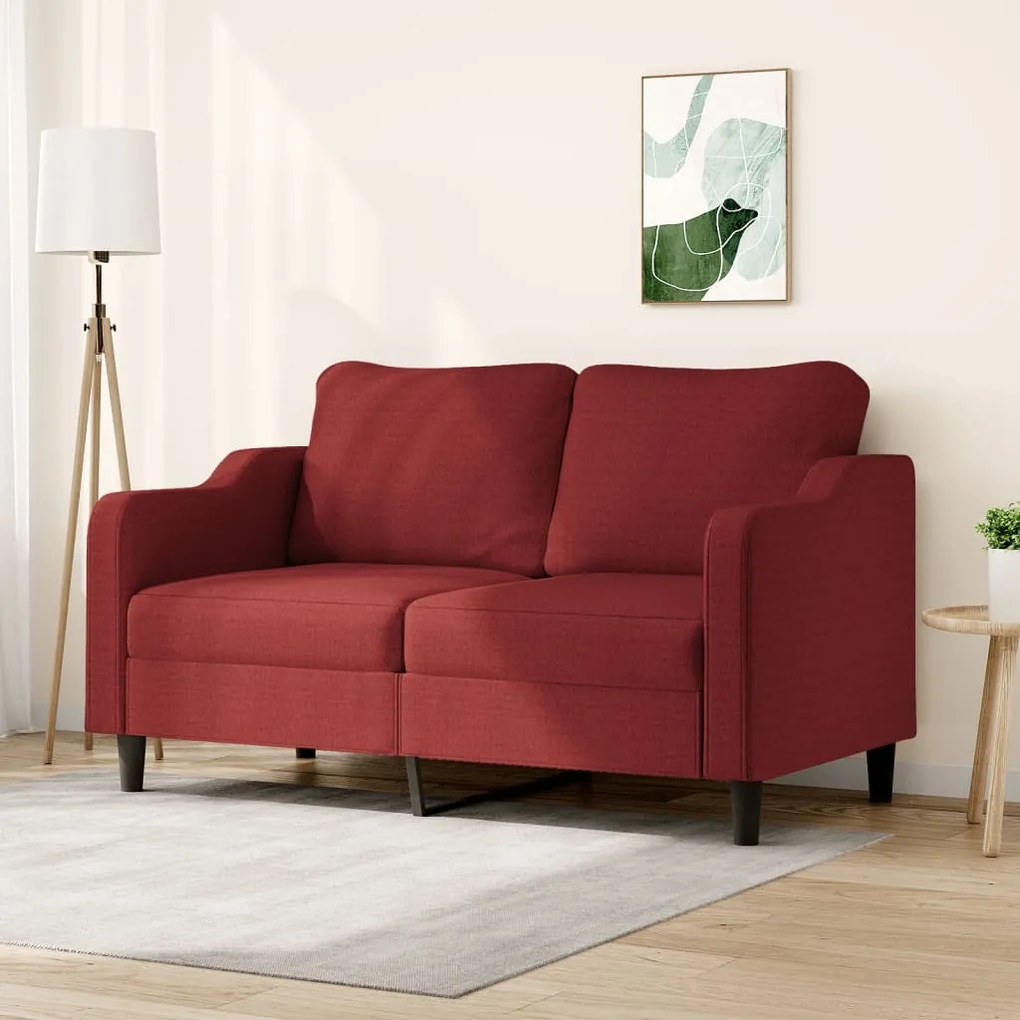 348951 vidaXL Sofá de 2 lugares tecido 140 cm vermelho tinto