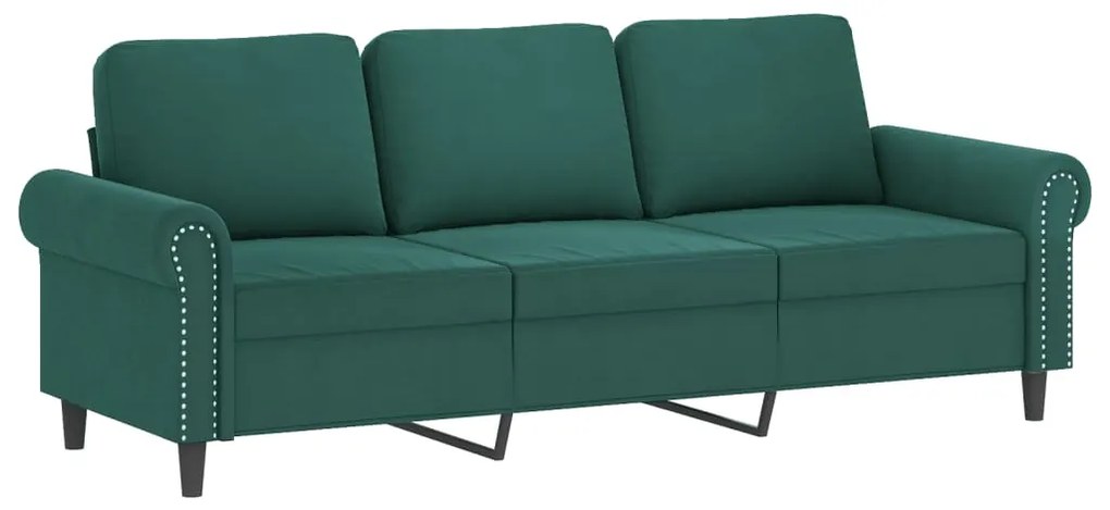 2 pcs conjunto de sofás com almofadões veludo verde-escuro